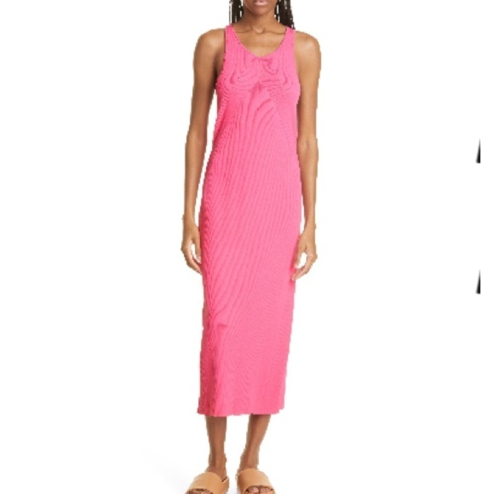 Rag & Bone Asher Rib Tank Racerback Dress in Magenta Size Medium
